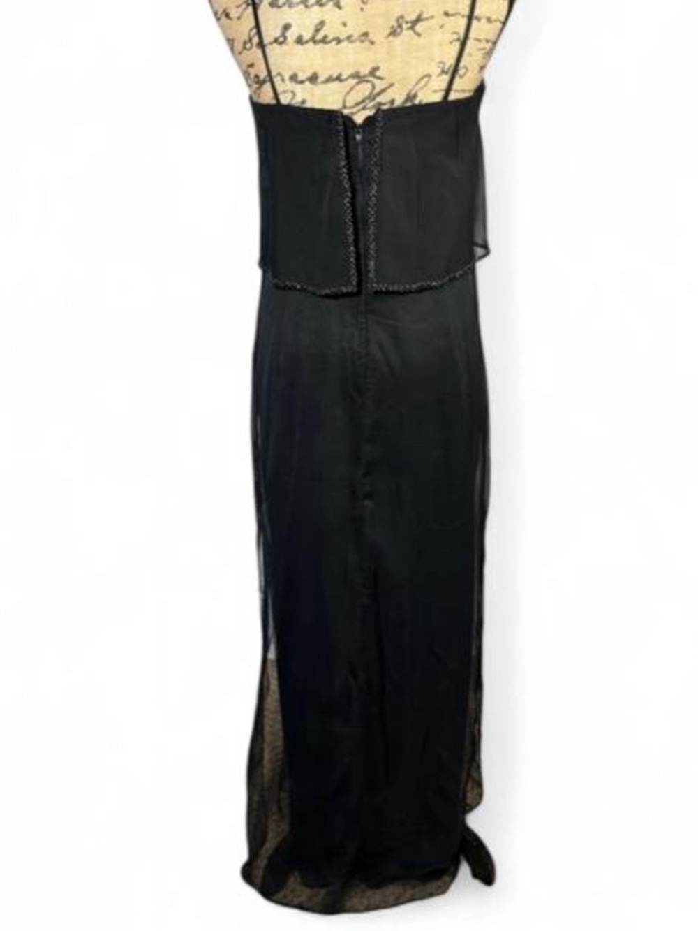Jack Bryan Vintage Black Beaded Maxi Dress Sheer Overlay Stretch Evening Gown 5 - Picture 6 of 9